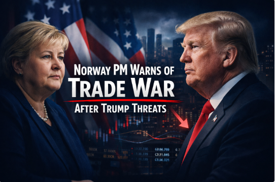 The Prime Minister of Norway warns of a trade war following Trump’s threats.